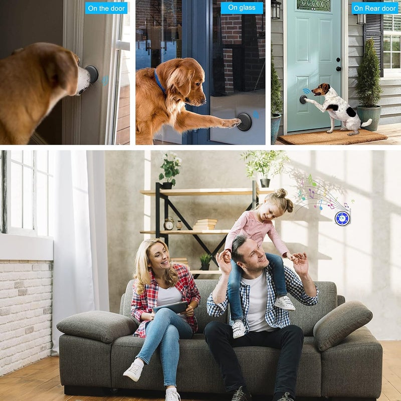 Mypin Wireless Dog Doorbell, Dog Bells for Potty Training IP65 Waterproof Touch Button Doggie Doorbell 1000ft Long Range with 20 Melodies 4 Modes LED Flash (2 Transmitter) - Image 2